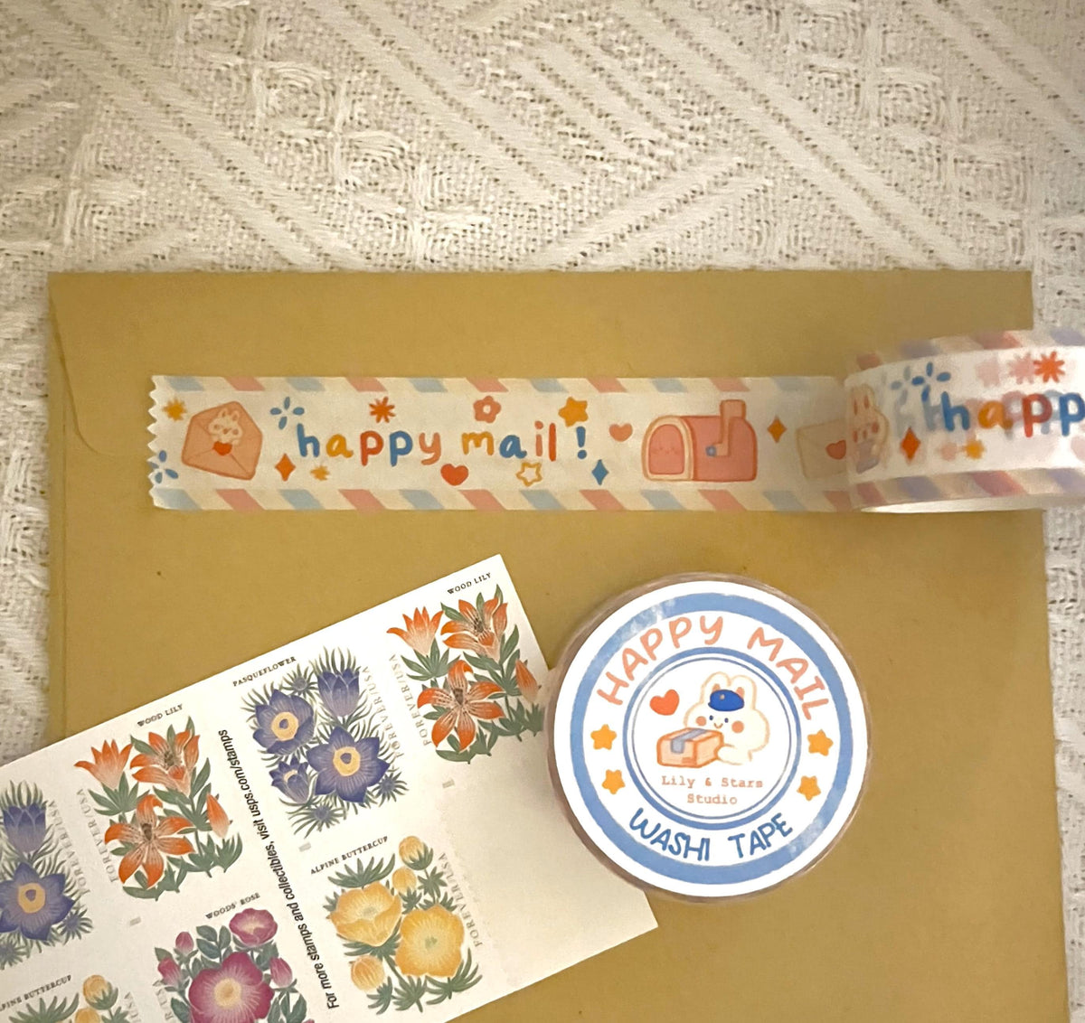 Happy Mail Washi Tape • Kawaii Bunny • Scrapbooking Tape (20mm x 10m)