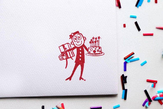 Mr Zip Happy Birthday Rubber Stamp