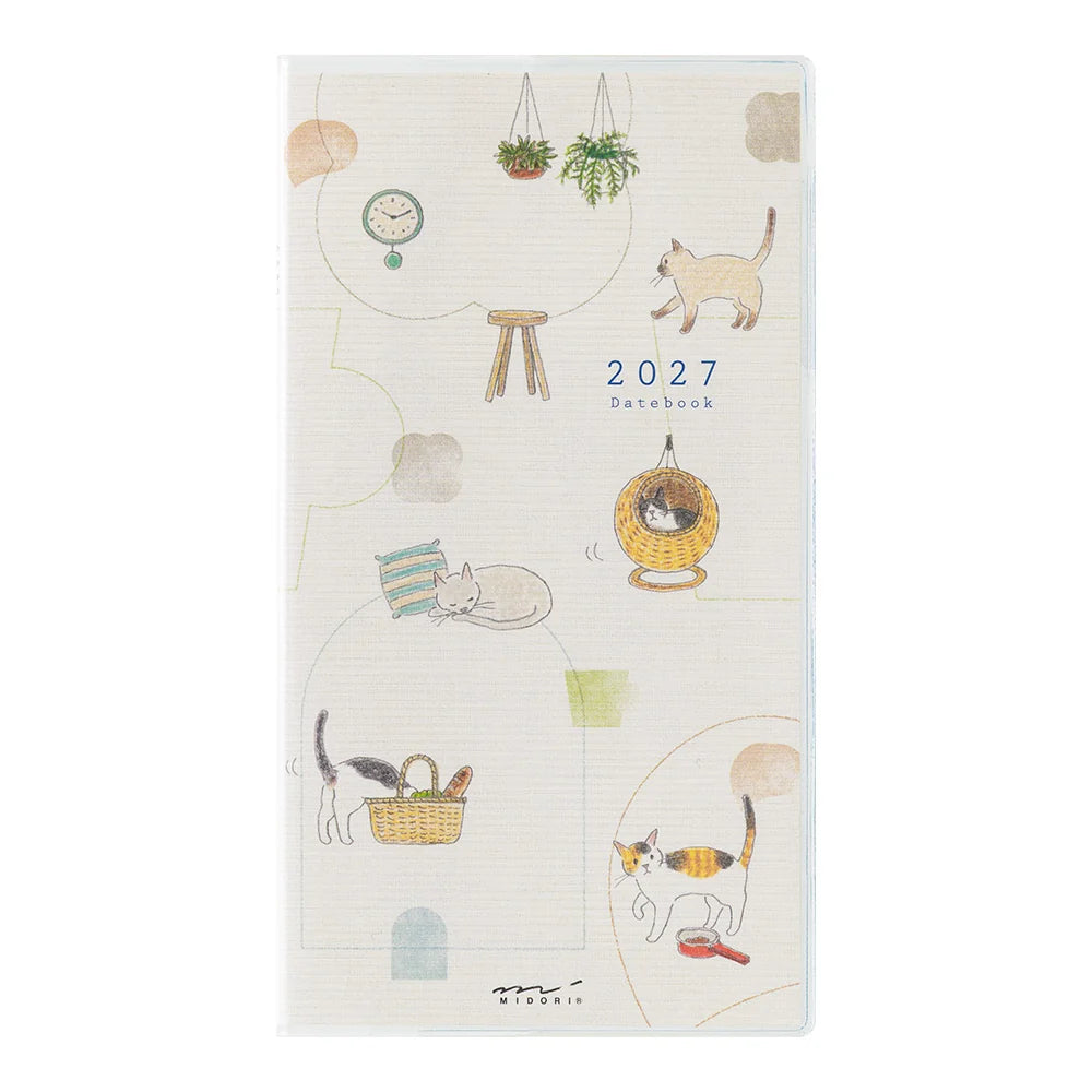 Midori Pocket Diary B6 Slim 2027 Softcover Monthly Planner – Cat