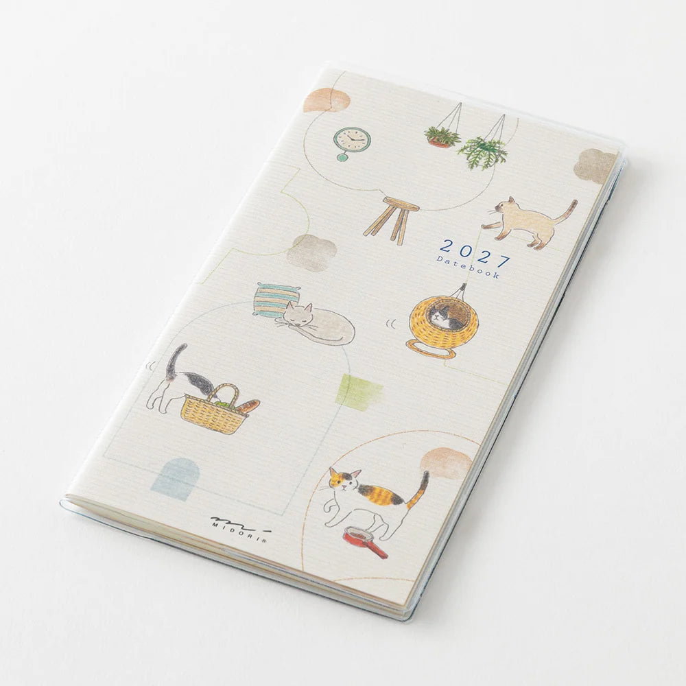 Midori Pocket Diary B6 Slim 2027 Softcover Monthly Planner – Cat