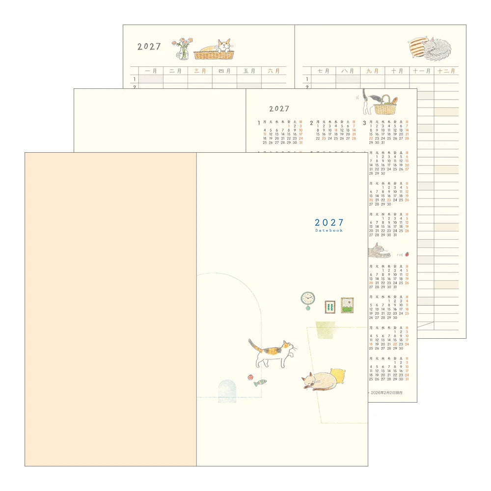 Midori Pocket Diary B6 Slim 2027 Softcover Monthly Planner – Cat