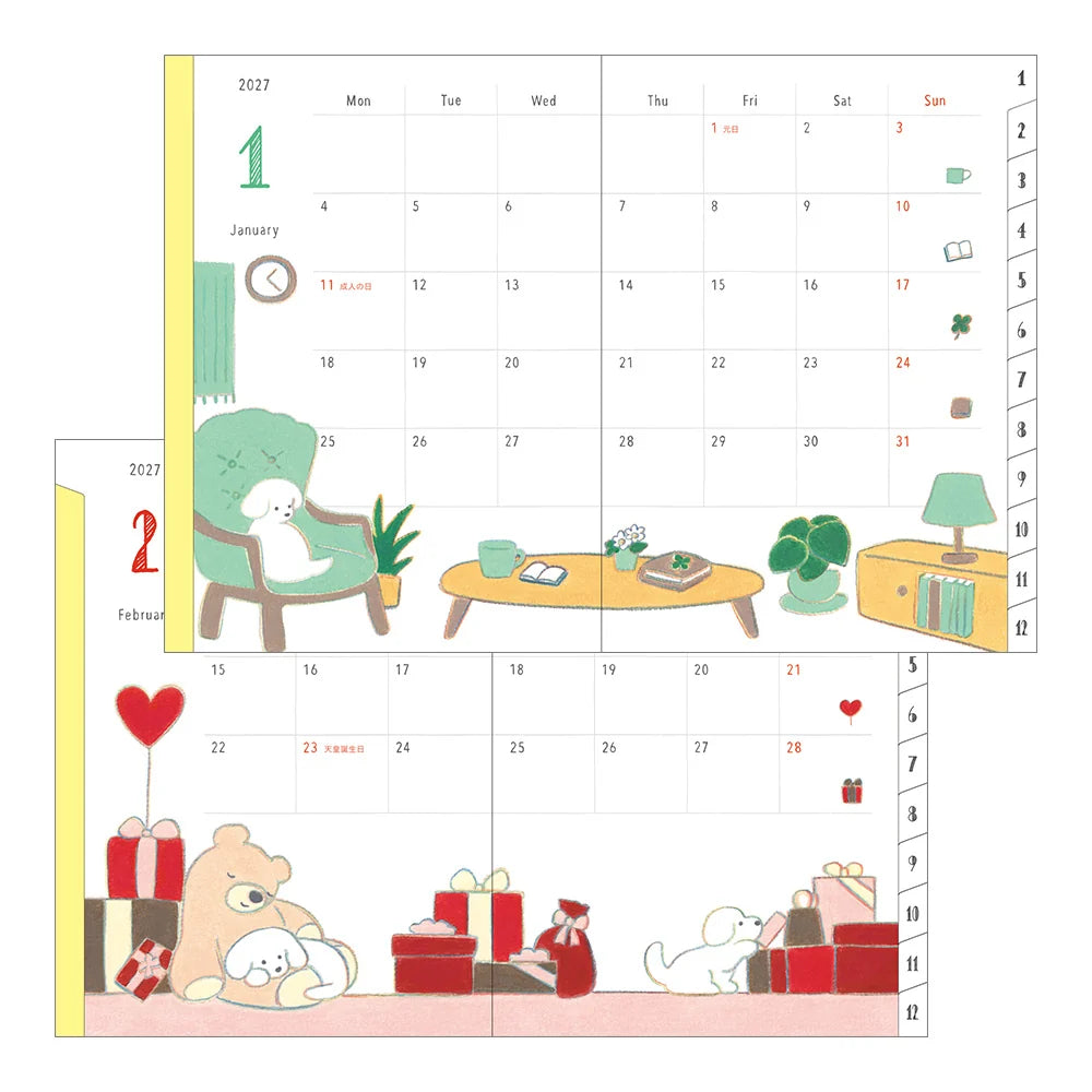 Midori Pocket Diary A6 2027 Softcover Monthly Planner – Dog