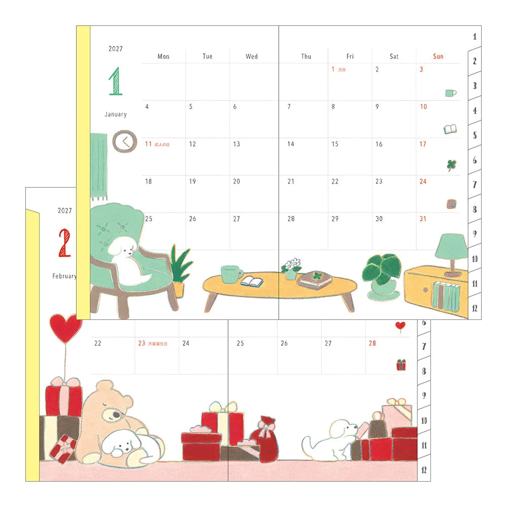 Midori Pocket Diary B6 2027 Softcover Monthly Planner – Dog