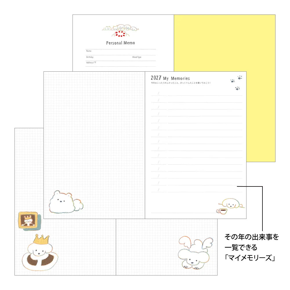 Midori Pocket Diary B6 2027 Softcover Monthly Planner – Dog