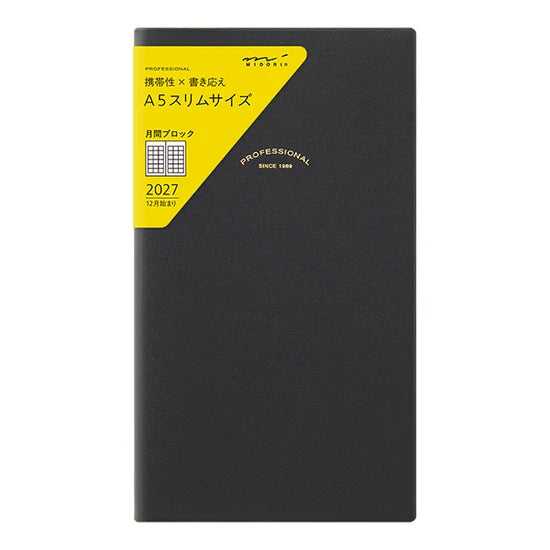 Midori Professional Diary A5 Slim Monthly Block Planner - 2027