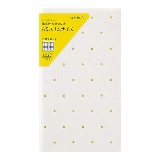 Midori Professional Diary A5 Slim Monthly Block Planner - 2027