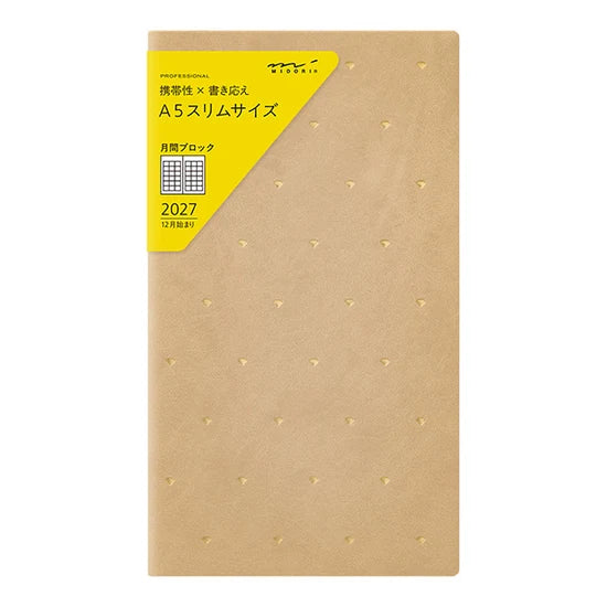 Midori Professional Diary A5 Slim Monthly Block Planner - 2027