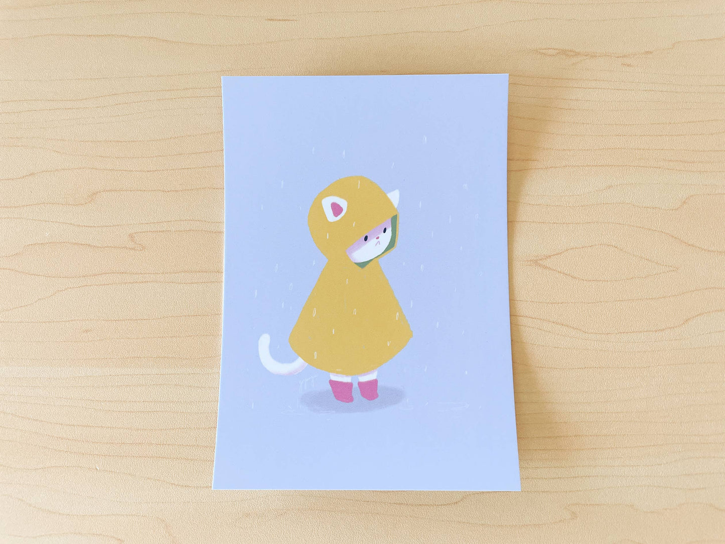 Rainy Cat Mini Print / Postcard