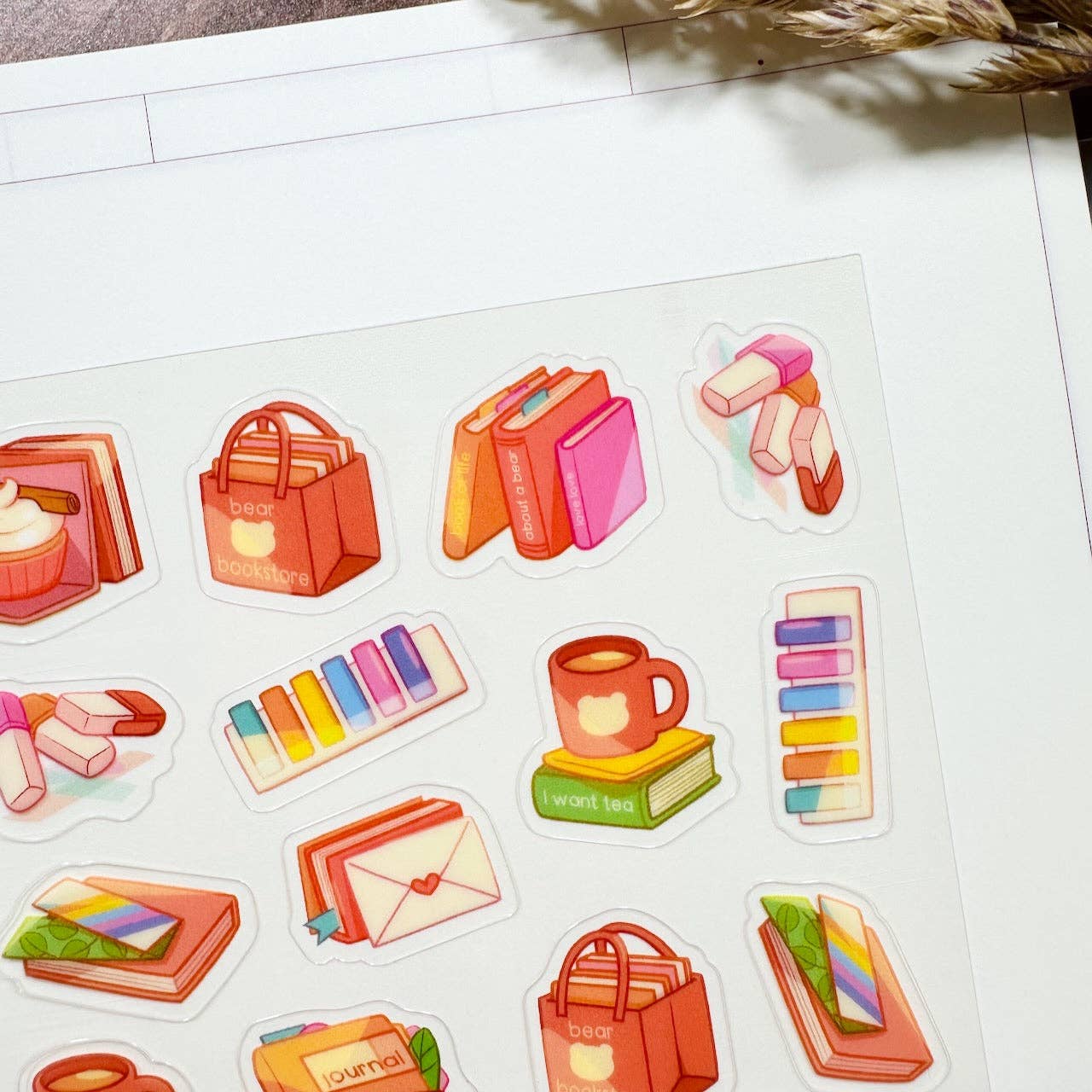 Autumn Book Store Clear Sticker Sheet