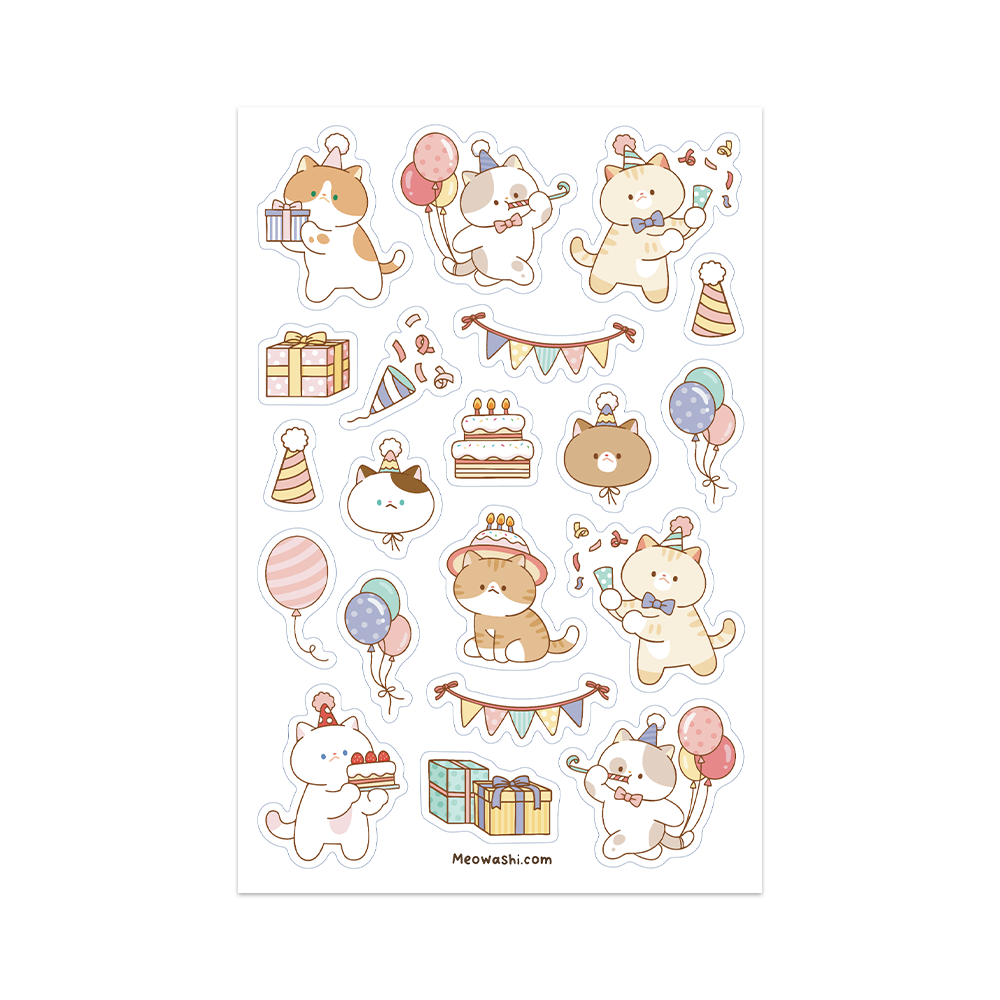 Cat Party Sticker Sheet