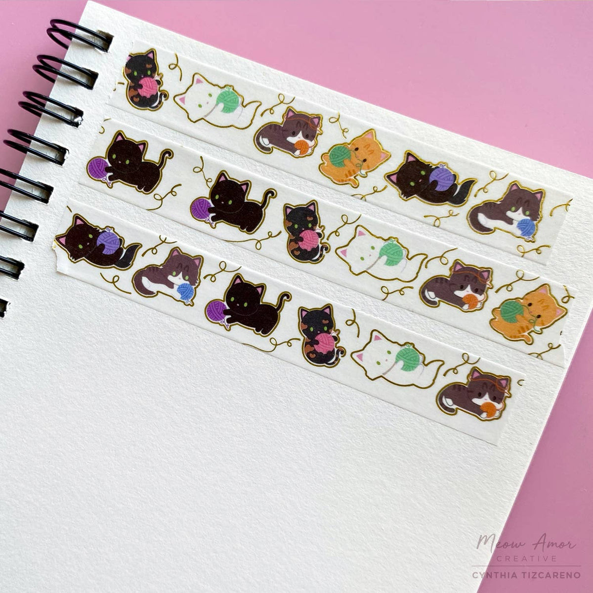 Yarn Cats Gold Foil Washi Tape