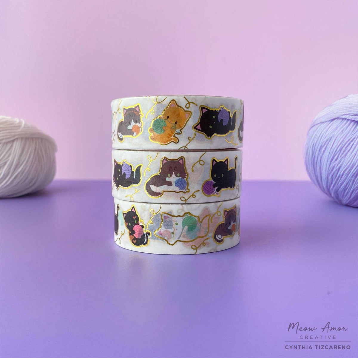 Yarn Cats Gold Foil Washi Tape