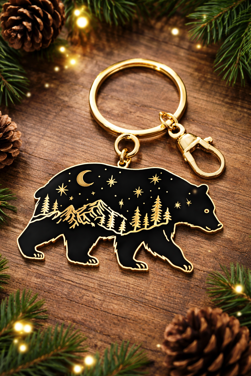 Twilight Bear Keychain Charm, Gift for Camp & Nature Lovers
