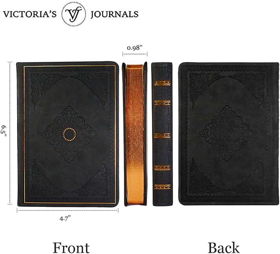 Vintage Classic Style Journal Vegan Leather (Black) S