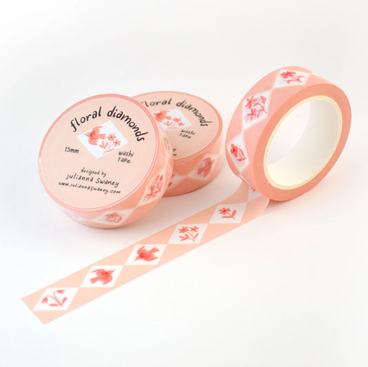 Floral Diamonds Pink Washi Tape
