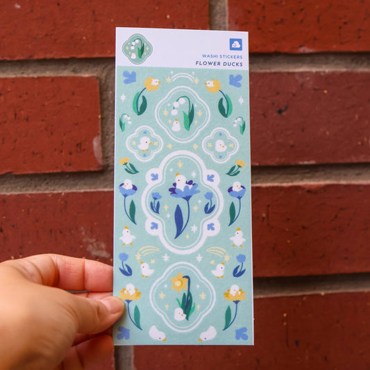 Sticker Sheet (Washi) - Flower Duck