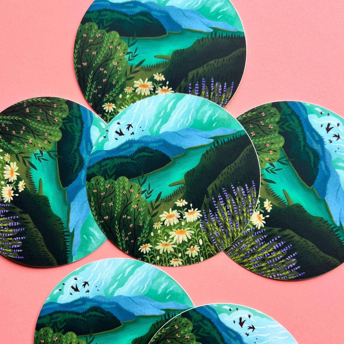 River and Mountains Nature Sticker, Columbia River PNW