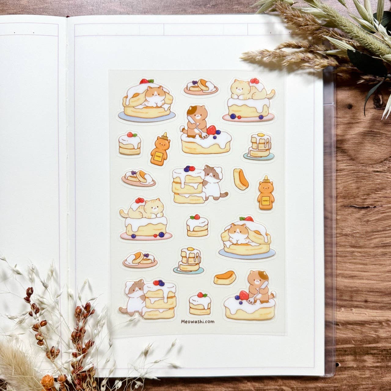 Cat and Pancake Clear Sticker Sheet