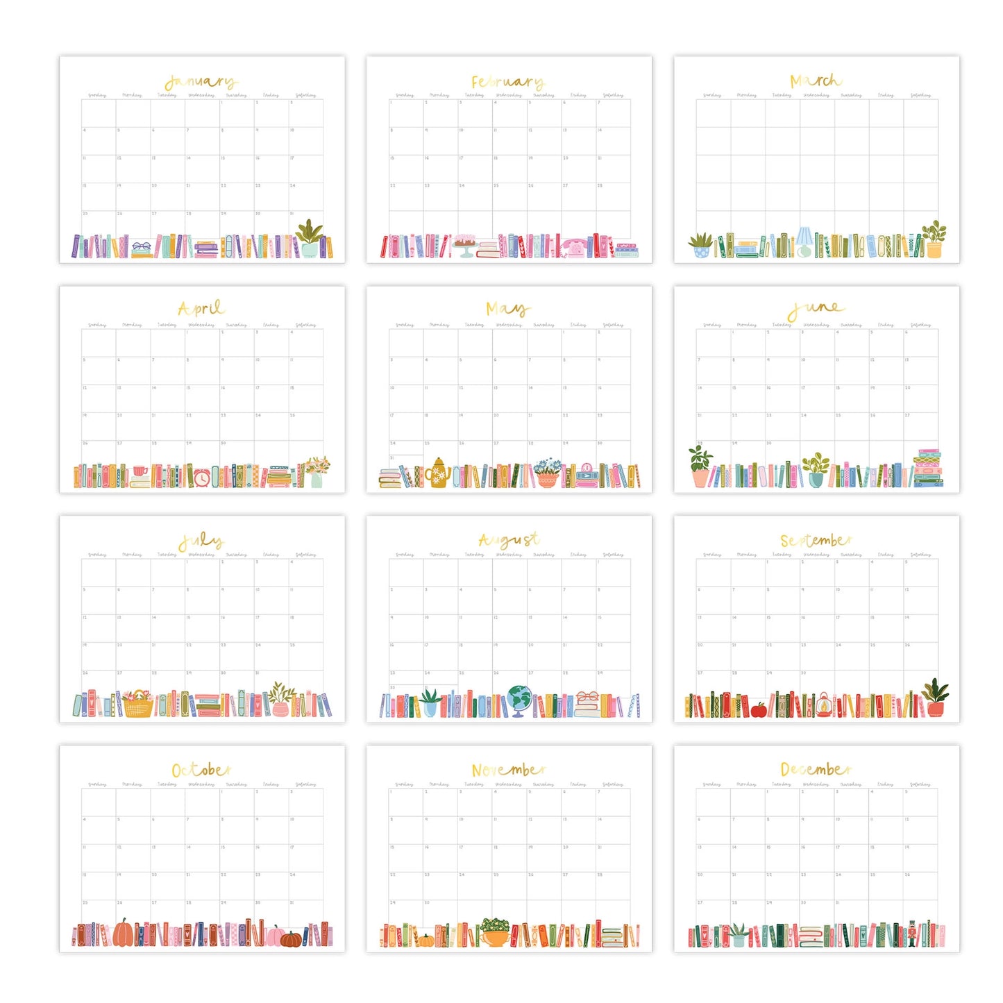 Book Lover's 2026 Spiral Hanging Wall Calendar