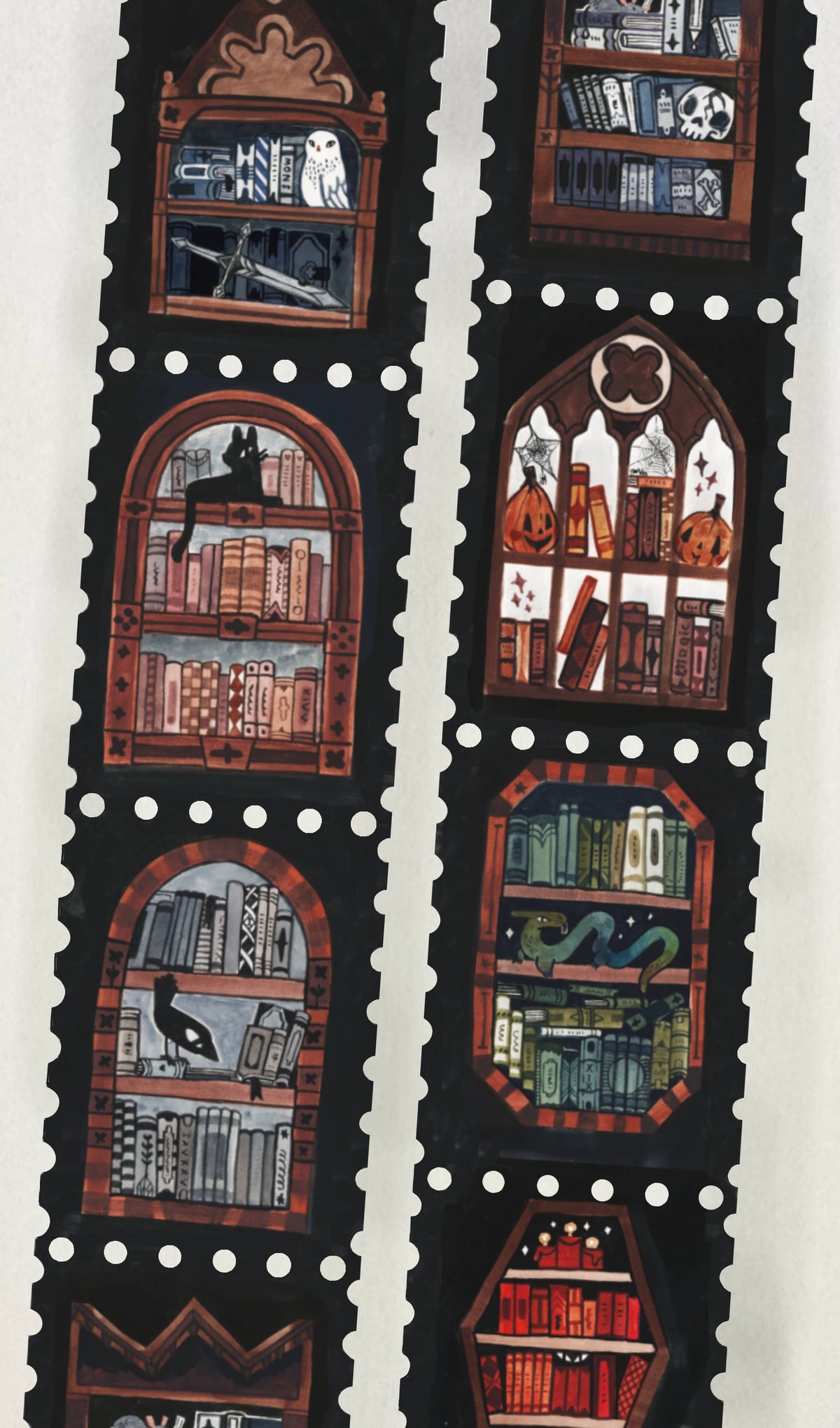 Magical Bookshelf Stamp Washi Tape / Dark Academia / Bookish