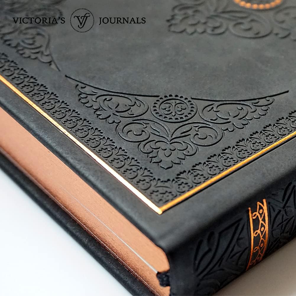 Vintage Classic Style Journal Vegan Leather (Black) S