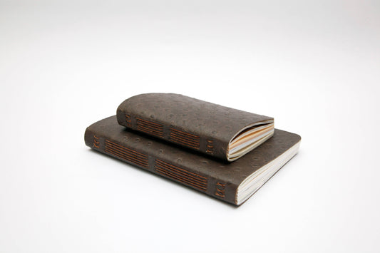 Brown Handsewn Notebook with Assorted Paper