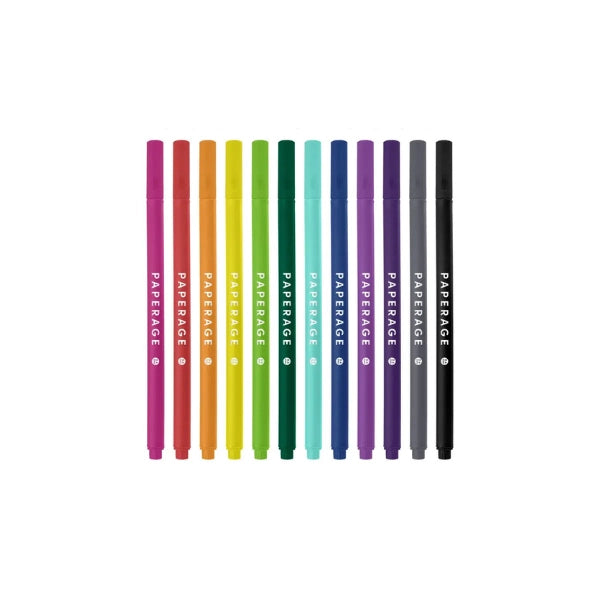 12 Pack Felt Tip Fine Line Marker Pens with Case