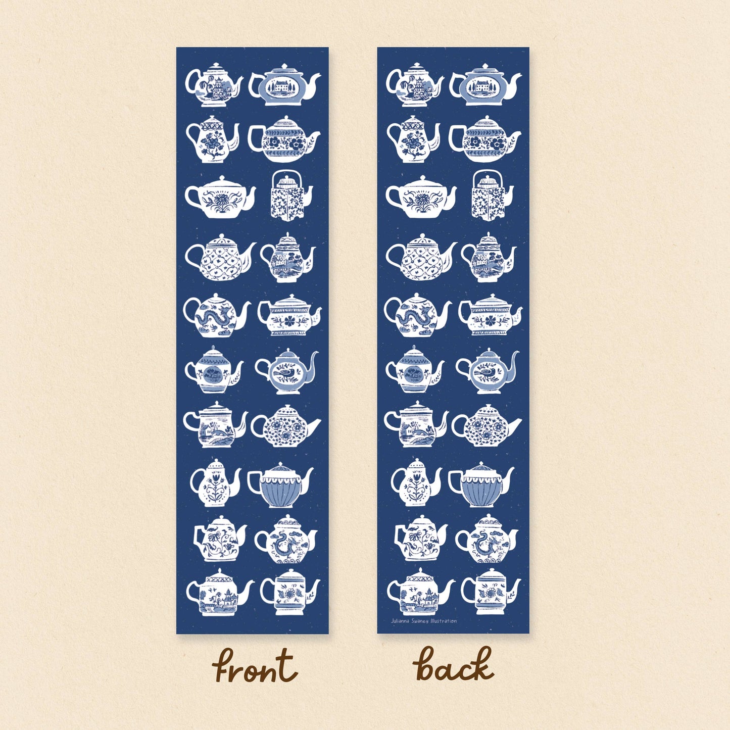 Blue & White Teapots Bookmark