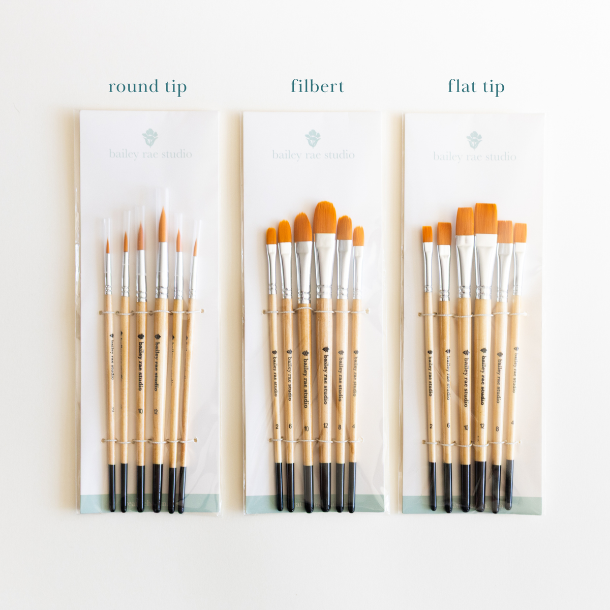 Round tip watercolor brush set -- 6 piece