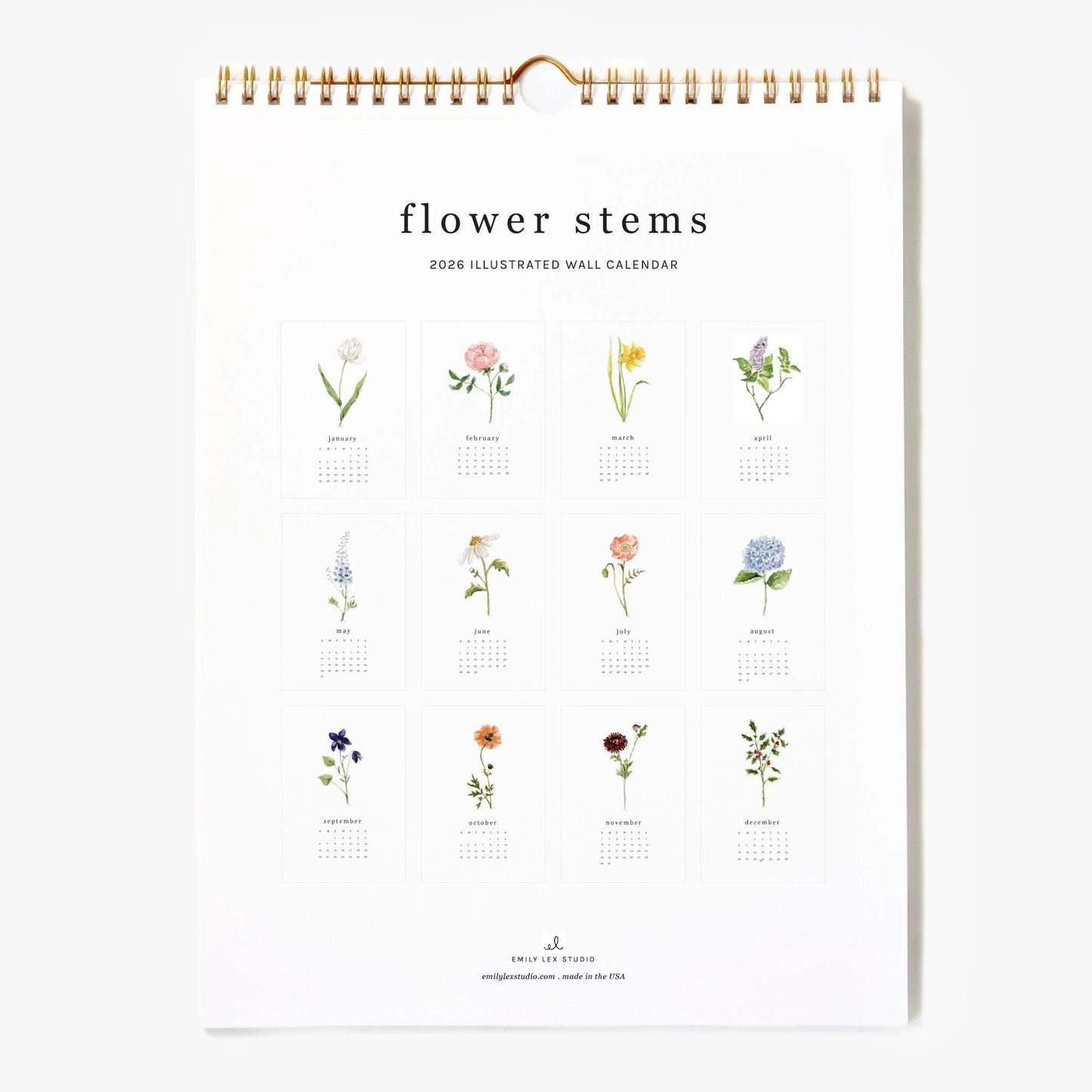 2026 Flower Stems Calendar