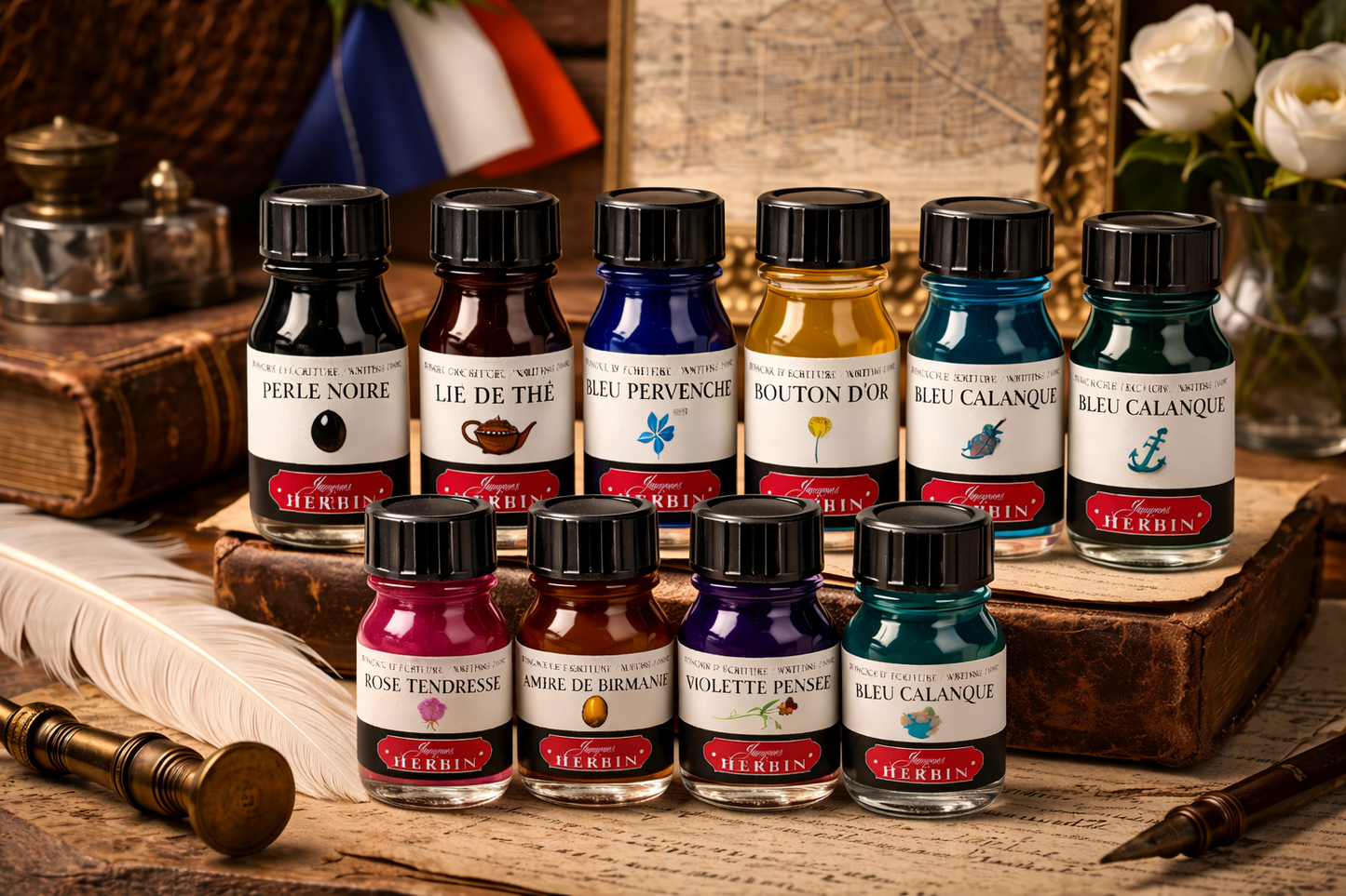 Herbin Fountain Pen Ink 10ml Bottle -40 Colors
