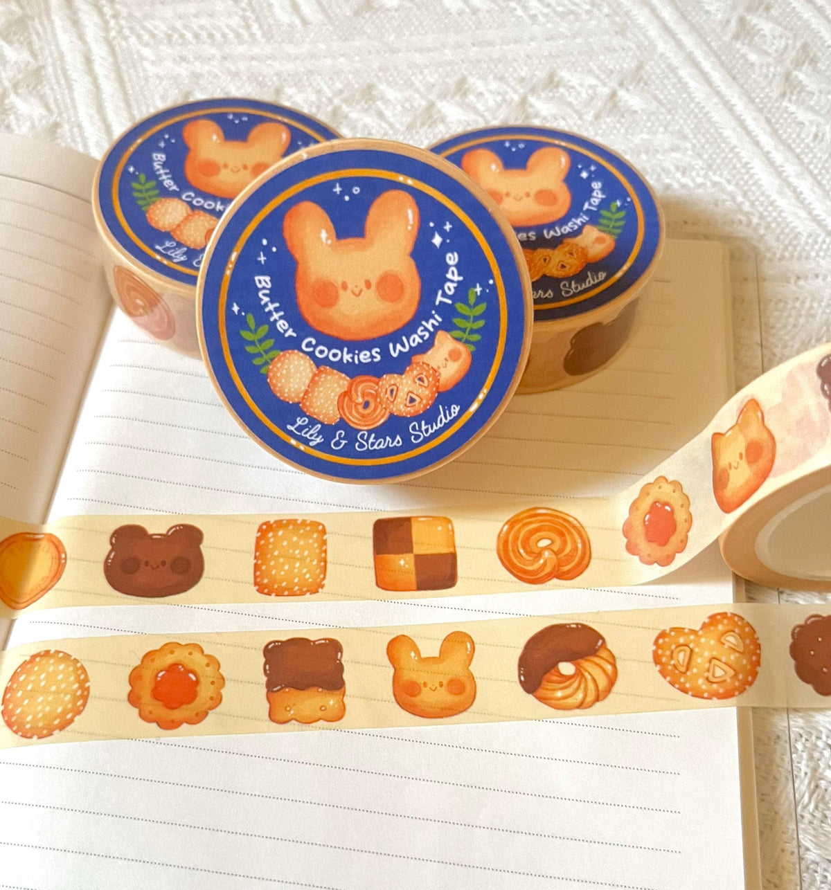 Butter Cookies Washi Tape • Kawaii Scrapbooking • Planner Tape (15mm x 10m)
