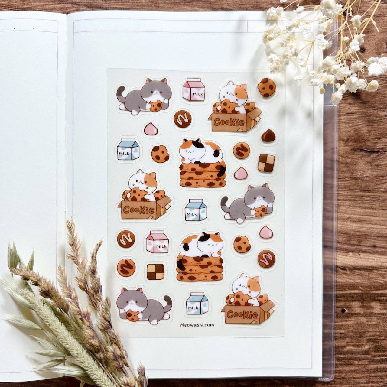 Cat and Cookies Clear Sticker Sheet