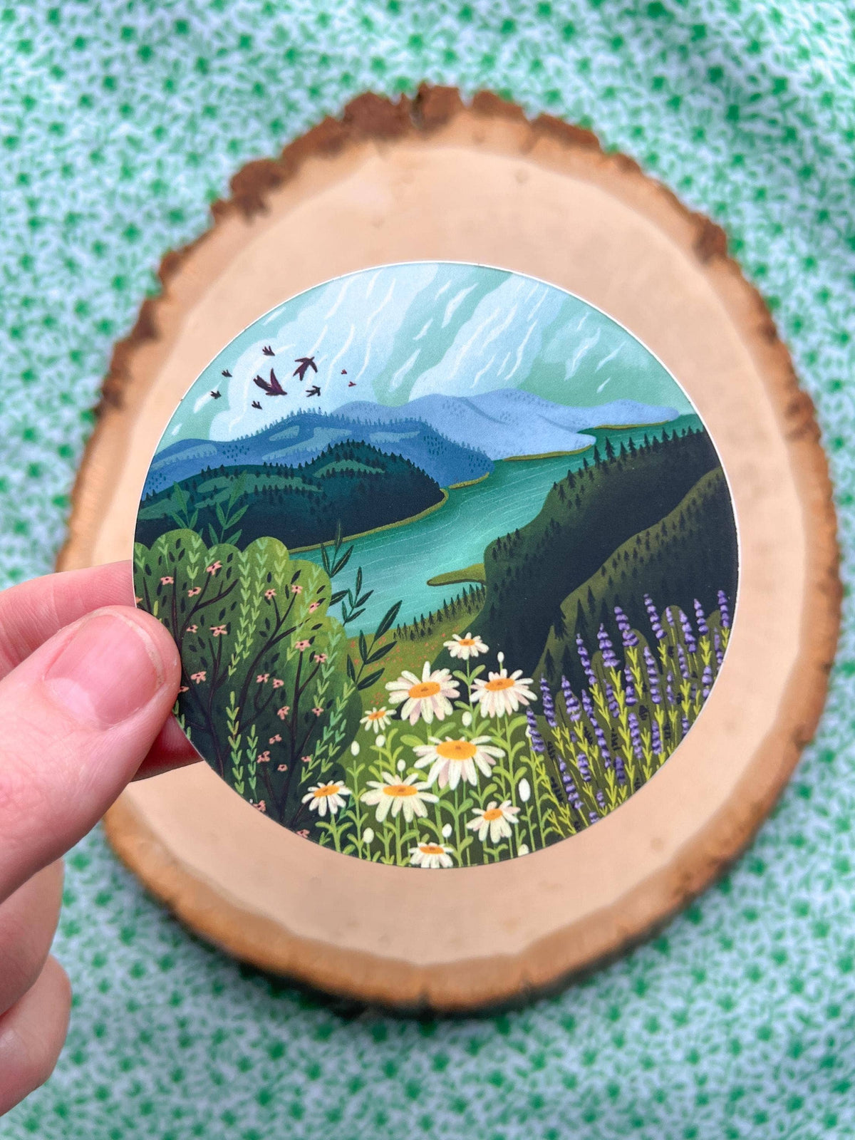 River and Mountains Nature Sticker, Columbia River PNW
