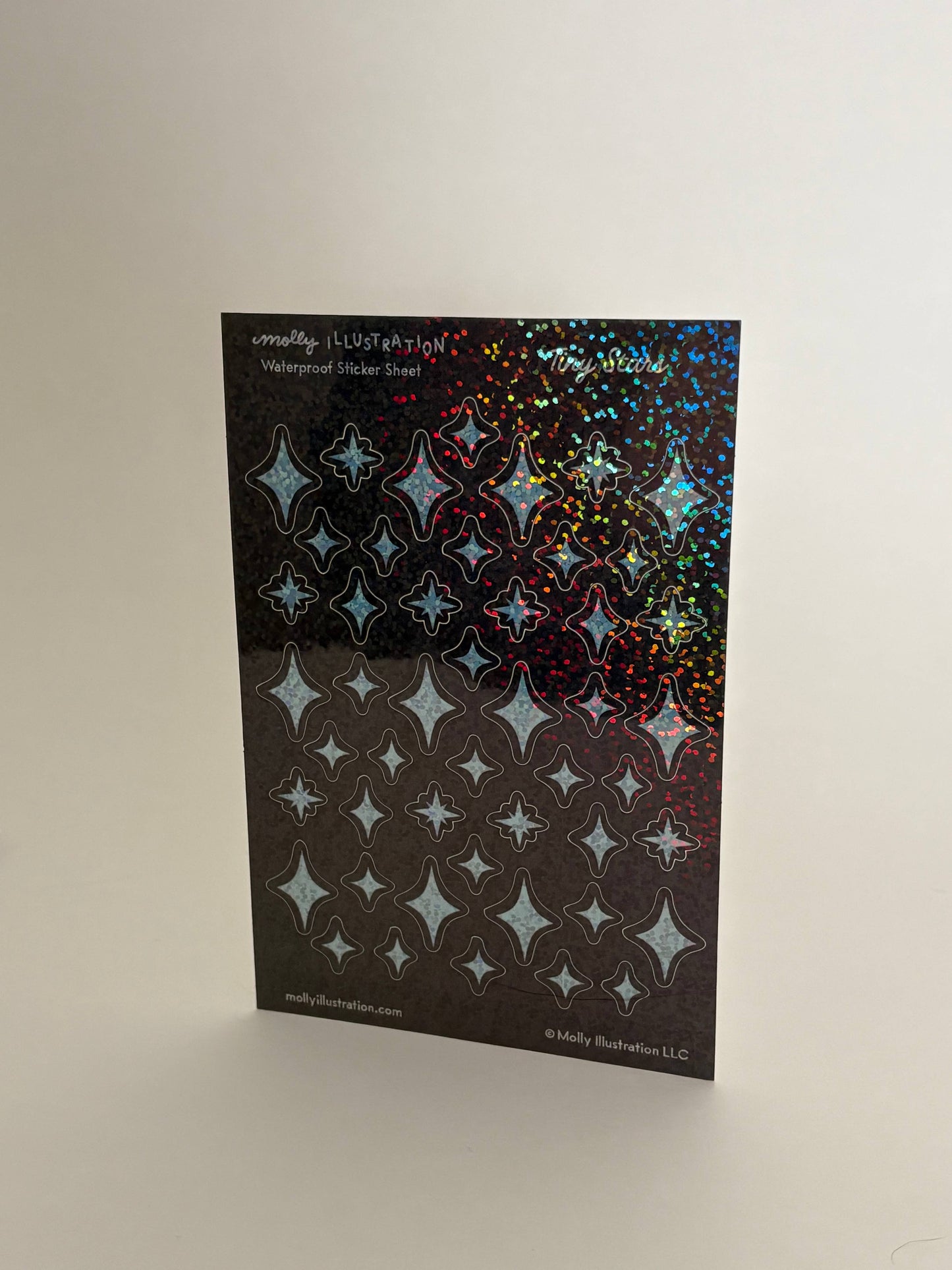 Tiny Stars Rainbow Glitter Waterproof Vinyl Sticker Sheet