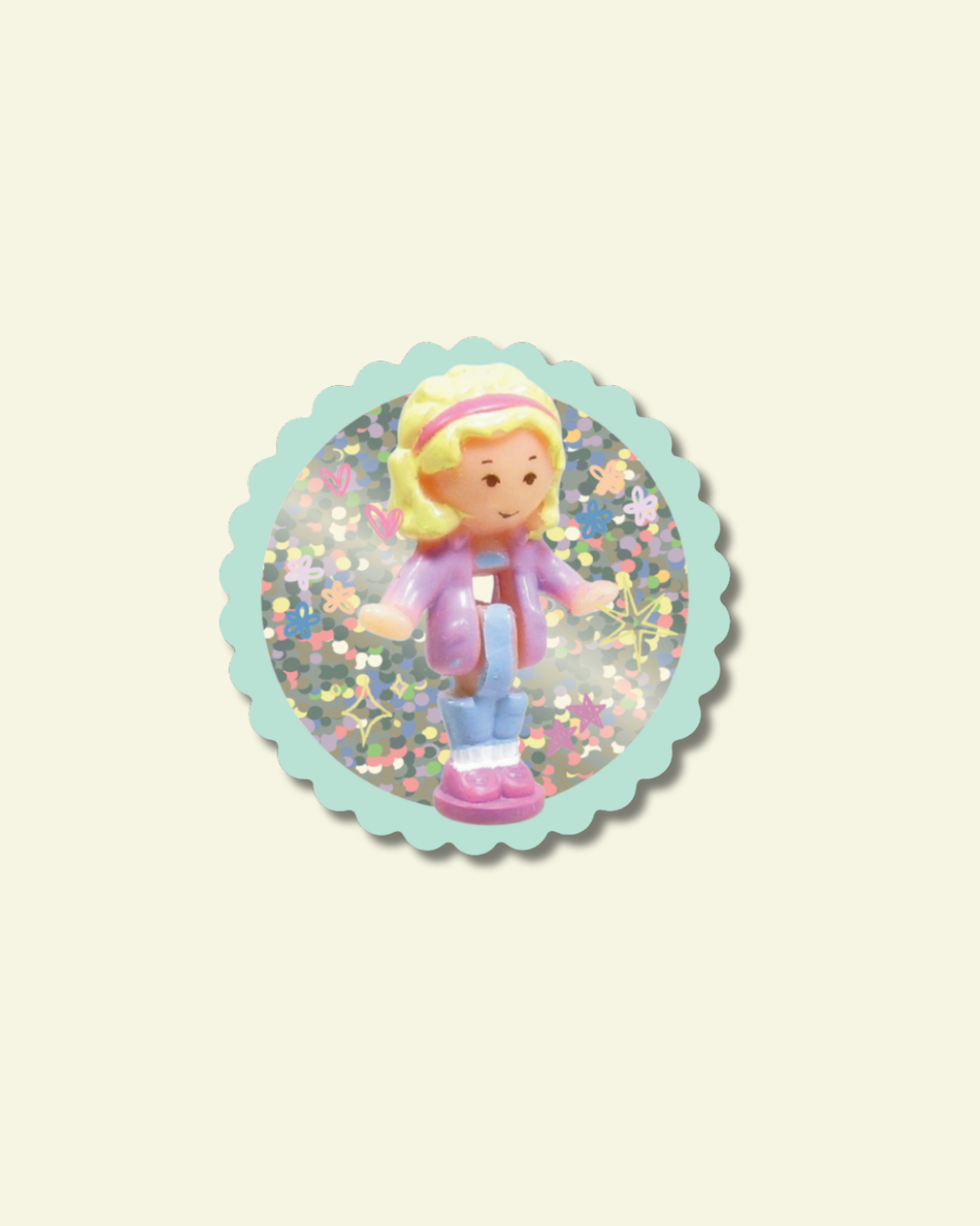 Polly Pocket Girl Glitter Vinyl Sticker 