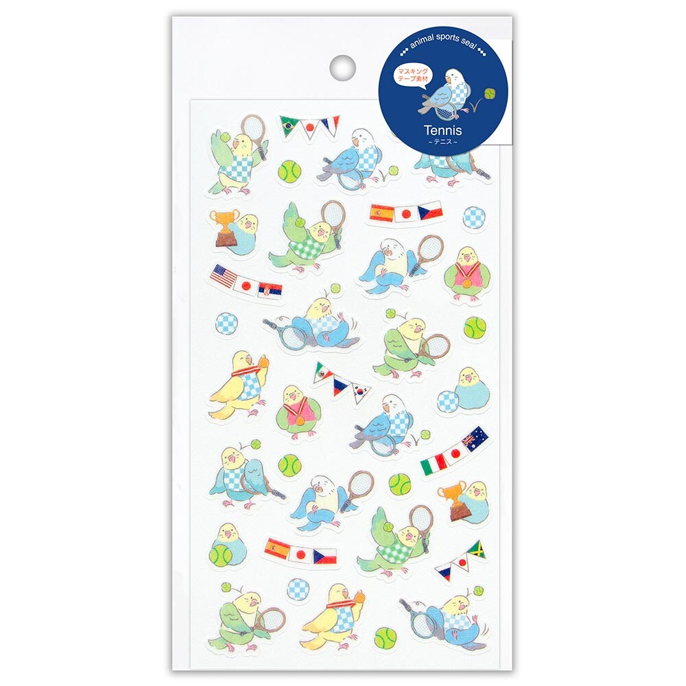 Animal Sports Sticker Sheet - Tennis