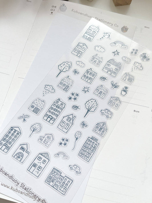 Kuboandlucy Stationery Co | Doodle Houses Sticker Sheet