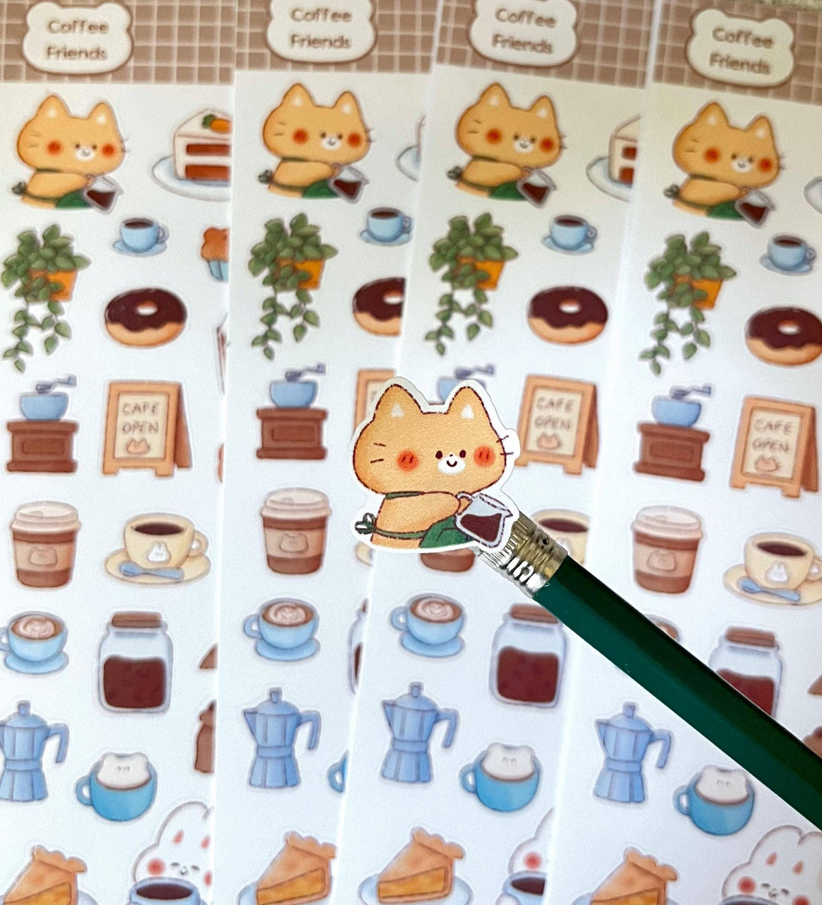 Coffee Friends Sticker Sheet • Kawaii Cafe • Matte Stickers
