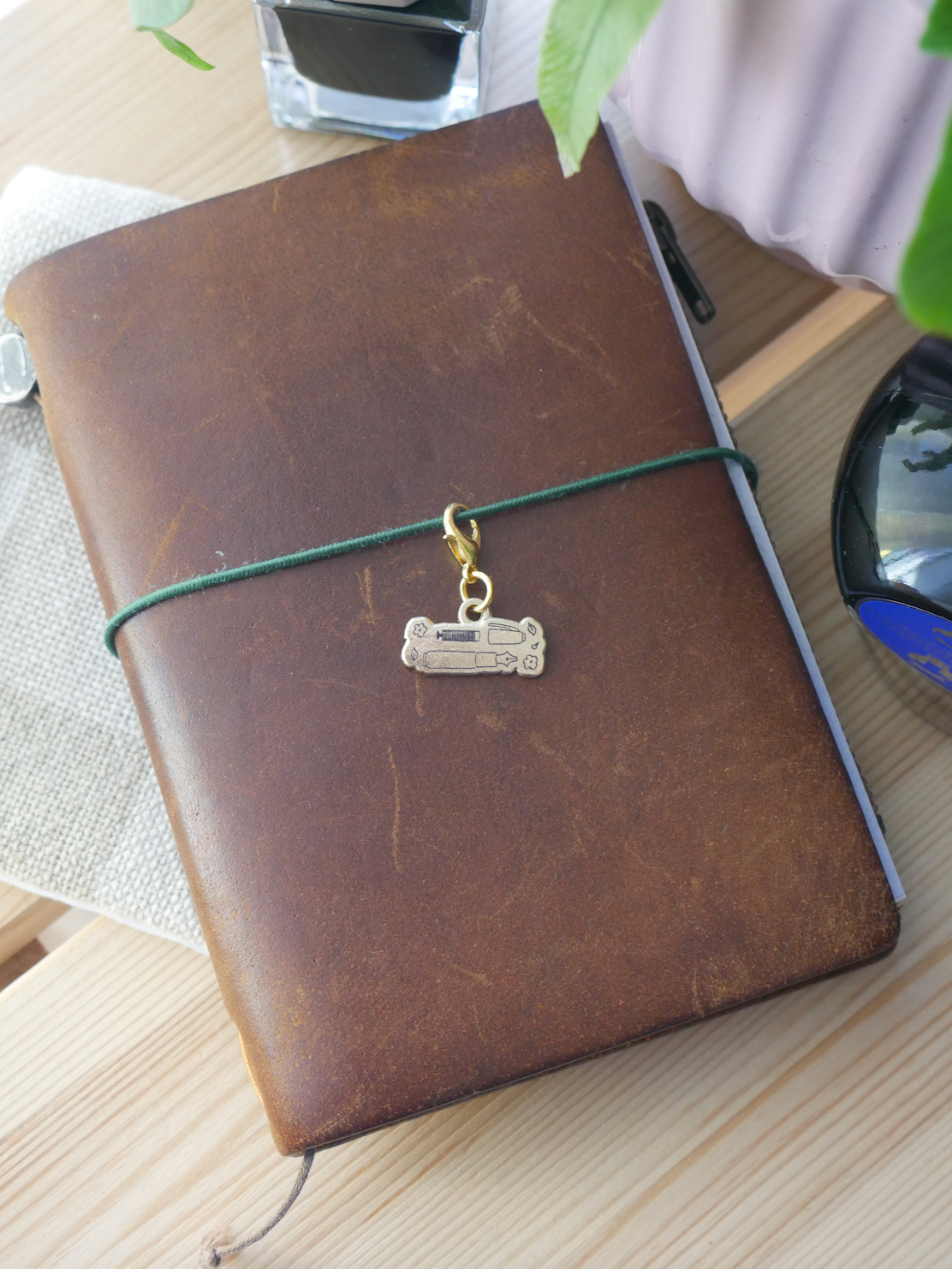 "handwritten with love" brass charm