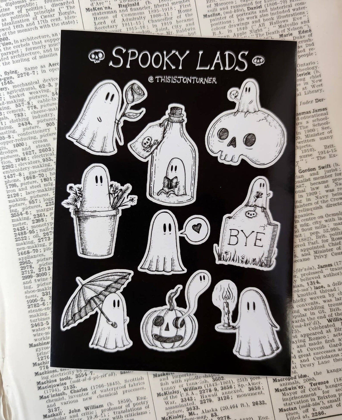 Spooky Lads Sticker Sheet - Ghost Stickers
