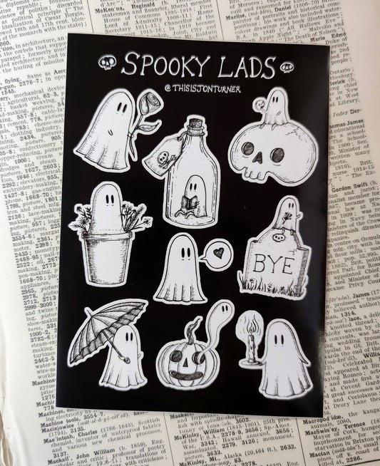 Spooky Lads Sticker Sheet - Ghost Stickers