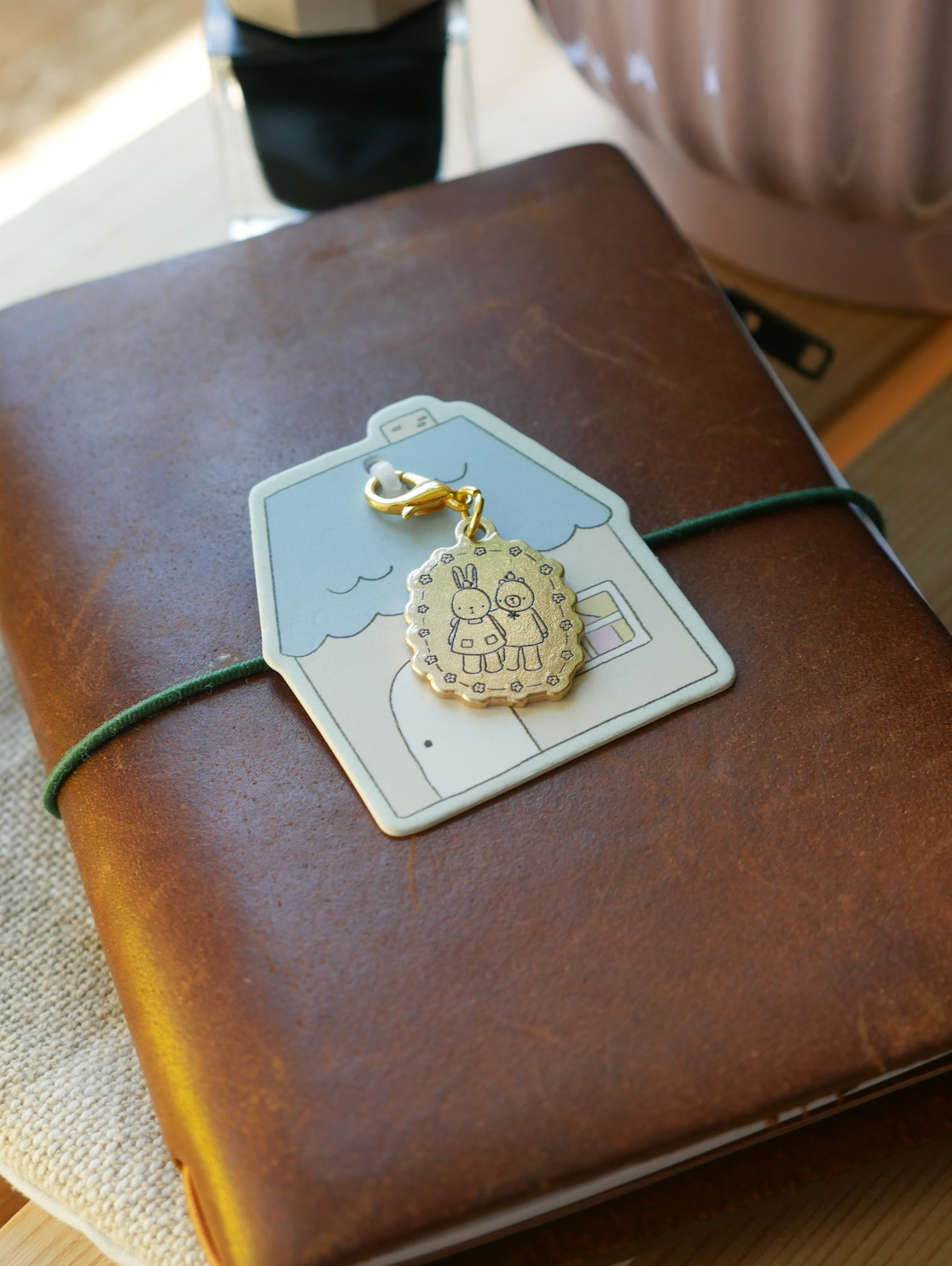 "always by your side" brass charm