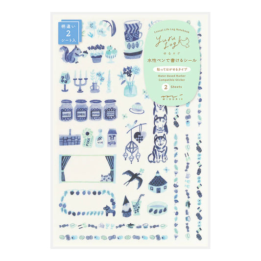 Yuru Log Blue Nordic Stickers - 2 Sheets (82703006)