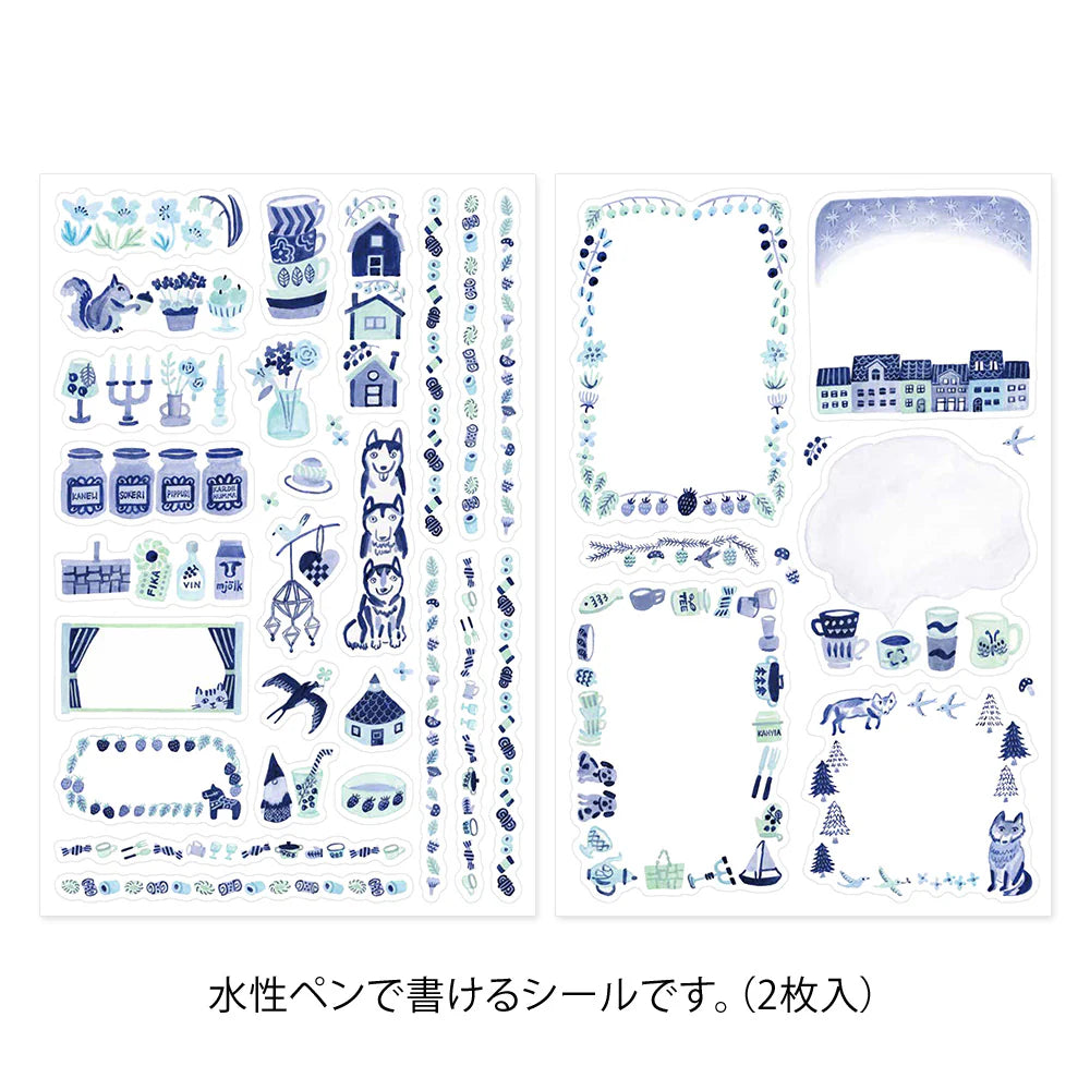 Yuru Log Blue Nordic Stickers - 2 Sheets (82703006)