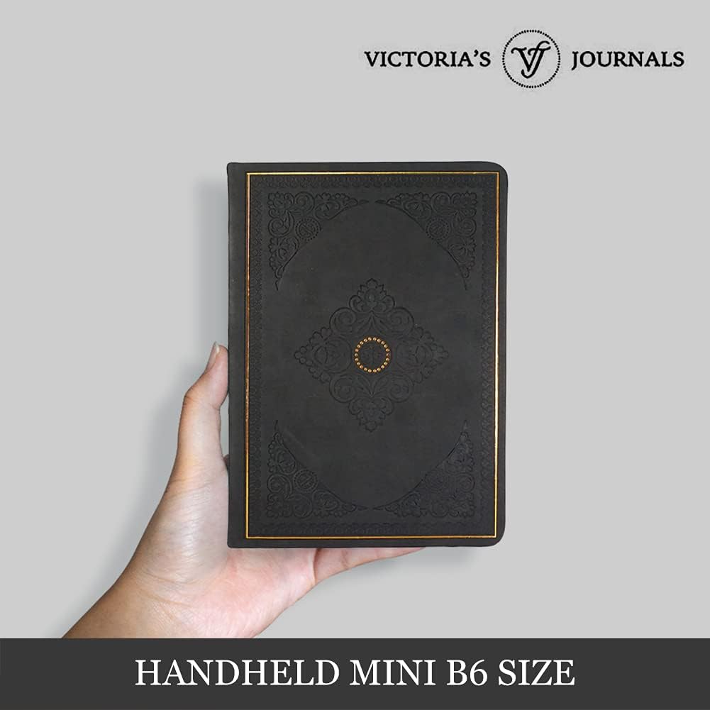 Vintage Classic Style Journal Vegan Leather (Black) S