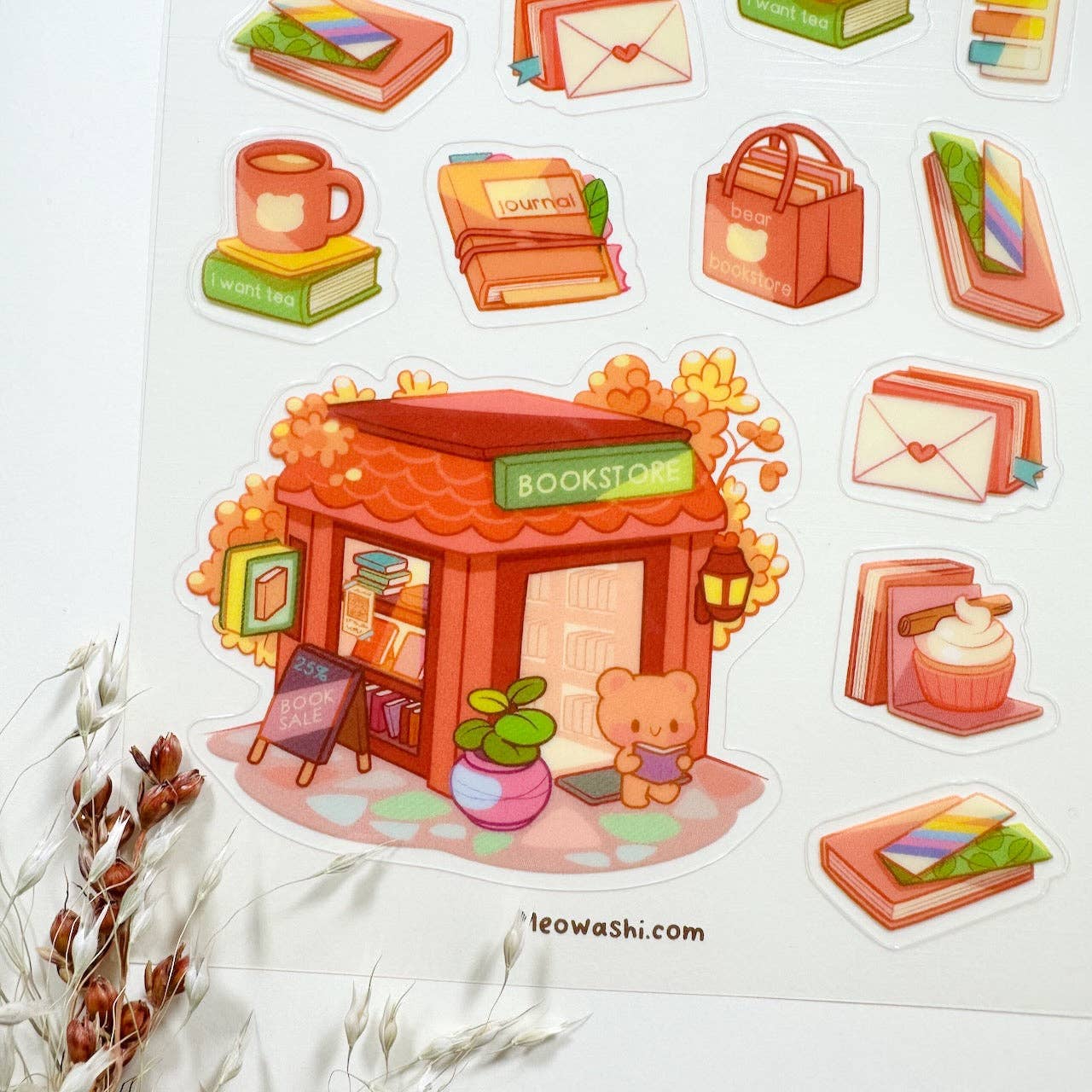 Autumn Book Store Clear Sticker Sheet