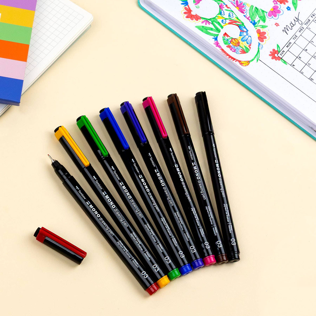 MONO Drawing Pen Colors, 8-Pack