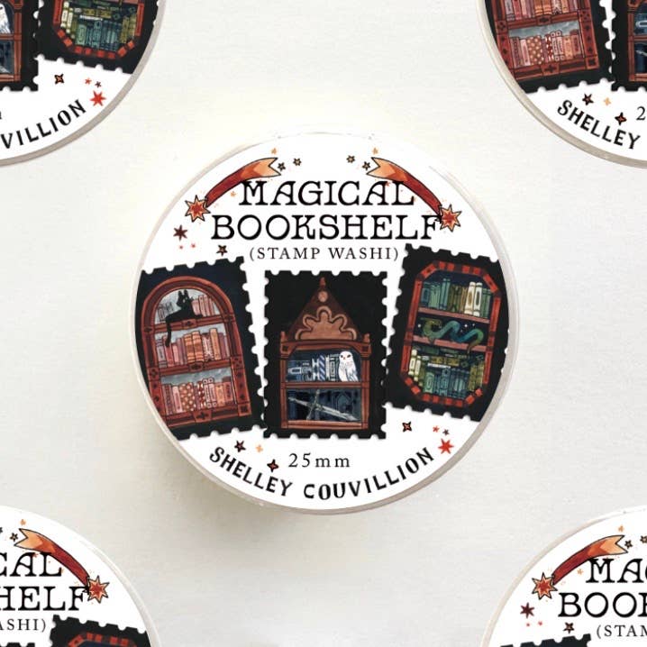 Magical Bookshelf Stamp Washi Tape / Dark Academia / Bookish