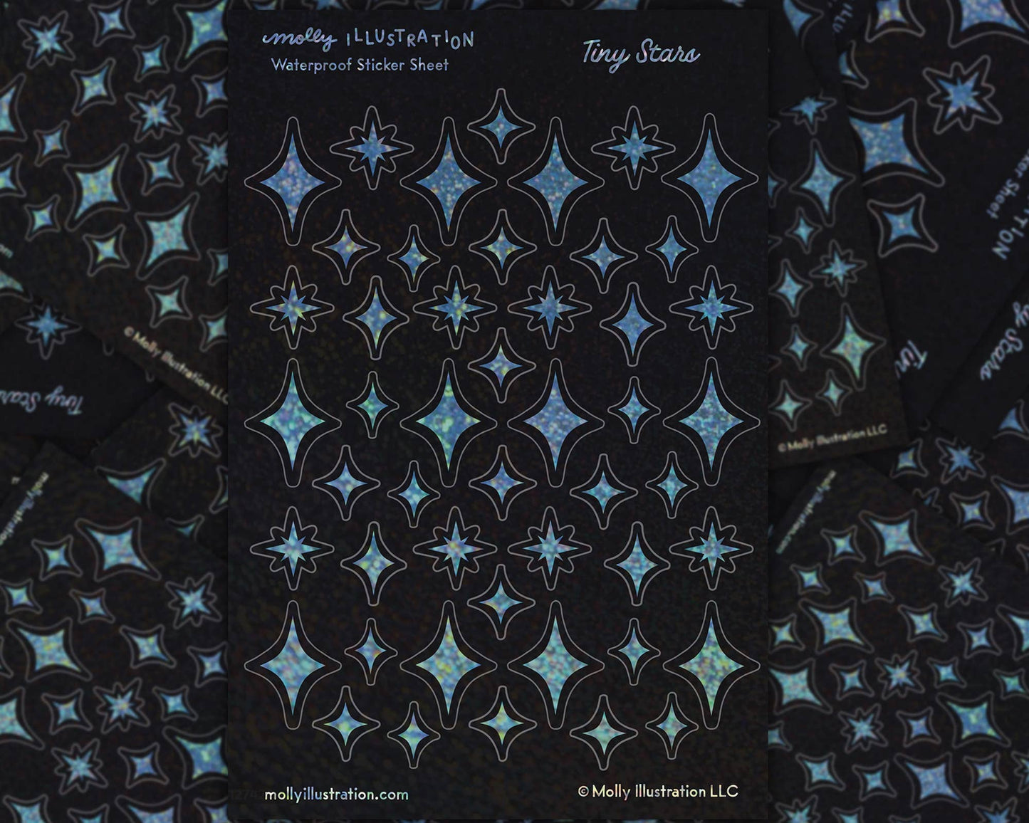 Tiny Stars Rainbow Glitter Waterproof Vinyl Sticker Sheet